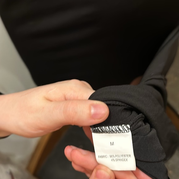 Black full length dress sz M gold chain strap with crystal accents, side slit. - Picture 6 of 7